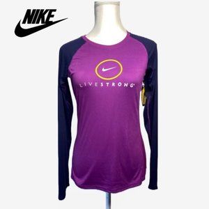 NWT NIKE LIVESTRONG Women DRI-FIT Long Sleeve Graphic  Running Top Lightweight